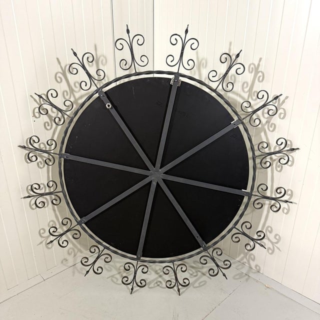 Large Round Wrought Iron Wall Mirror, 1960s For Sale - Image 14 of 18