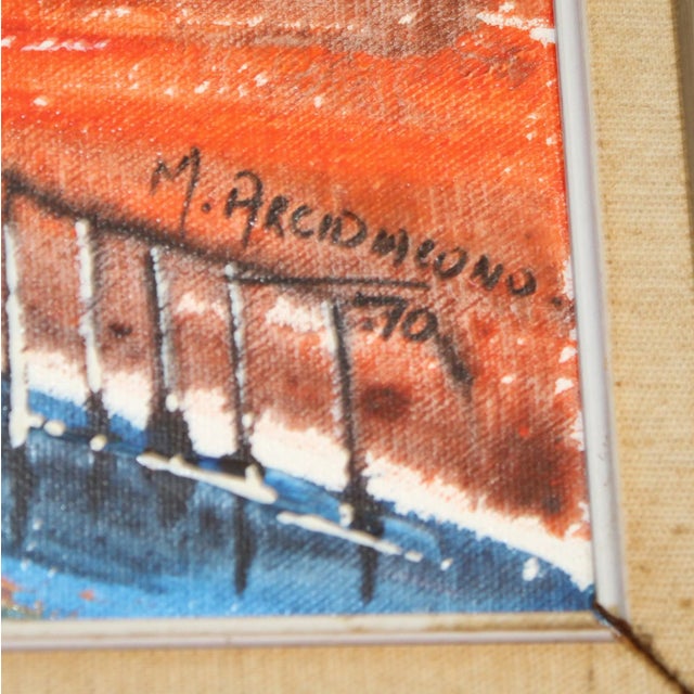 Mid-Century Modern Original Arcidiancono Framed Oil Painting "Sunrise Grand Harbor Malta" For Sale - Image 3 of 9