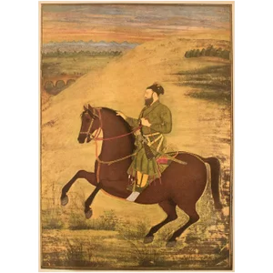 1950 Said Khan by Bitchitr Rai , Gold-Leafed Parisian Offset Lithograph