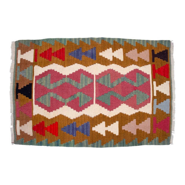 1990s Turkish Rug Hand-Woven Kilim Rug - 2'4" X 3'5" For Sale