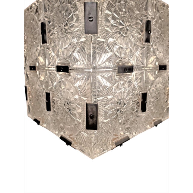 1960s Set of Five 1960s Original Box Cube Pendant Lights, Glass With Nickeled Clips For Sale - Image 5 of 12