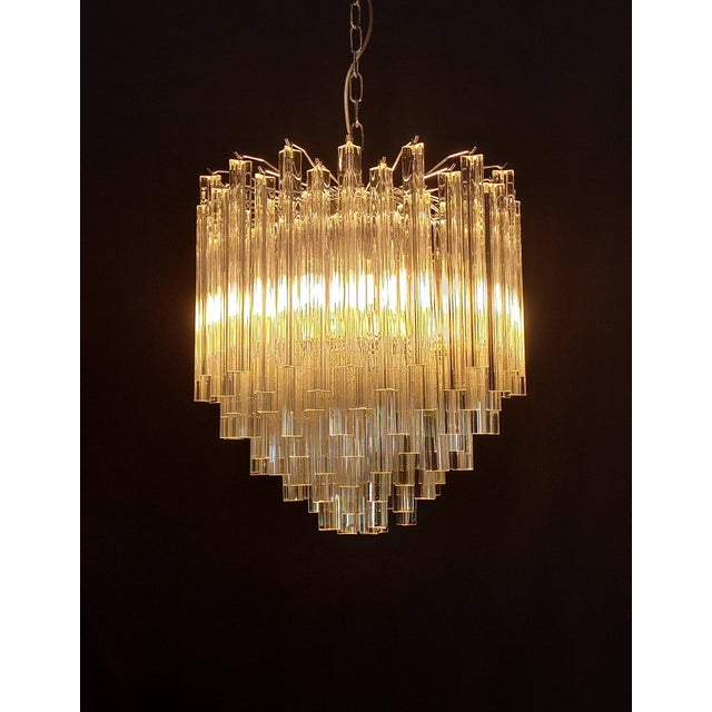 Silver Murano Glass Chandelier in the style of Venini, 1970s For Sale - Image 8 of 11