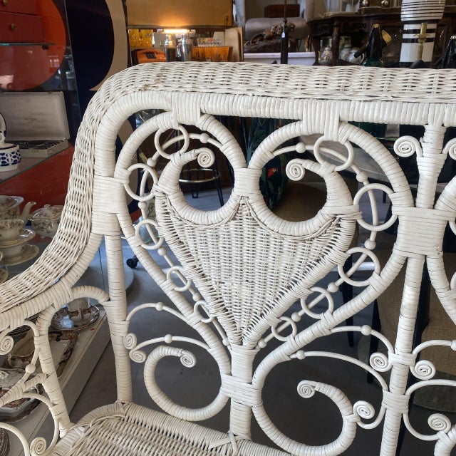 White Wicker Bench, 1890s For Sale - Image 4 of 5