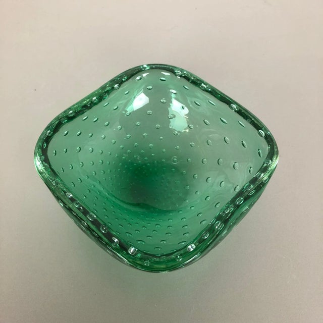 Green Murano Glass Bullicante Bowl or Ashtray, Italy, 1970s For Sale - Image 9 of 18