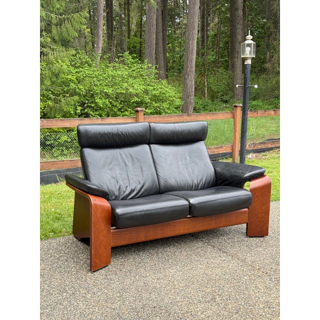 Ekornes ASA Ekornes Stressless Reclining Leather Loveseat Sofa For Sale - Image 4 of 10