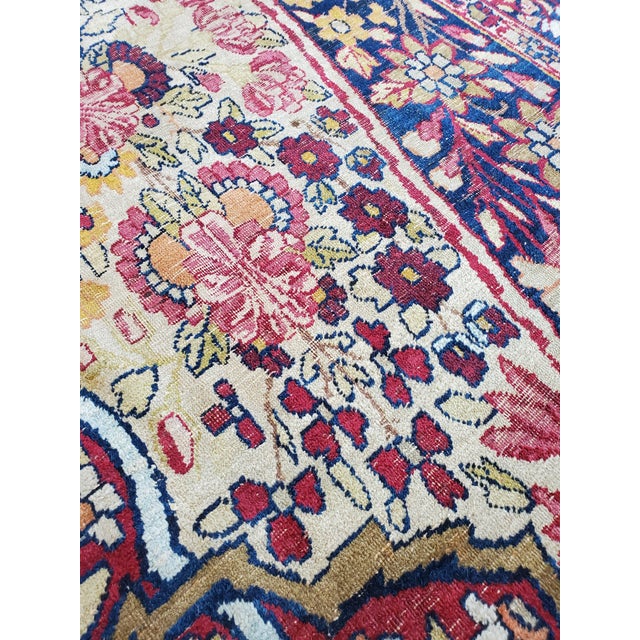 Late 19th Century Antique Persian Lavar Kerman Carpet, Traditional, Soft, Gold, Ivory, Blue, Green For Sale - Image 5 of 18