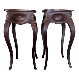 Pair of Vintage French Bombé Side Tables For Sale
