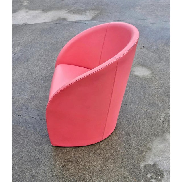 Animal Skin Intervista Club Chair in Pink Leather from Poltrona Frau, Italy, 1989 For Sale - Image 7 of 14