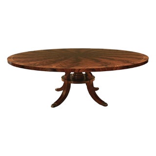 One Piece 90" Round Mahogany Dining Table Seats 10-12 People With Two-Tone Mahogany Finish by an APexclusive by AntiquePurveyor For Sale