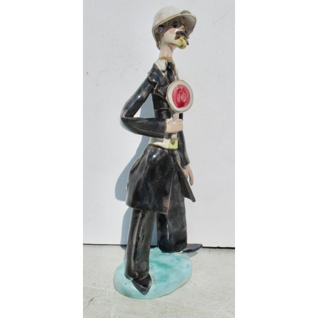Italian vintage 50s terra cotta figure. Fun and whimsical figure of a traffic officer. Classic Italian uniform with white...