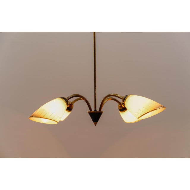 Metal Mid-Century Modern Four-Armed Brass Sputnik Lamp, 1950s For Sale - Image 7 of 13