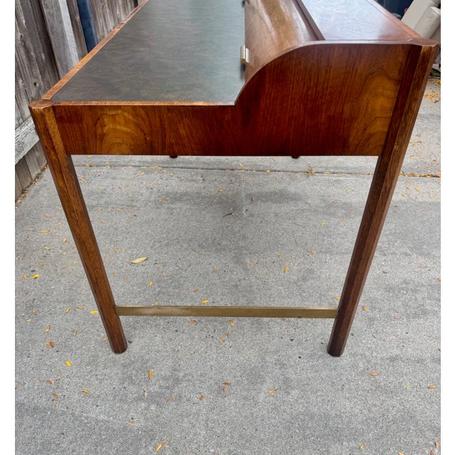 Wood Vintage Mid Century Rolltop Desk by Hekman For Sale - Image 7 of 16