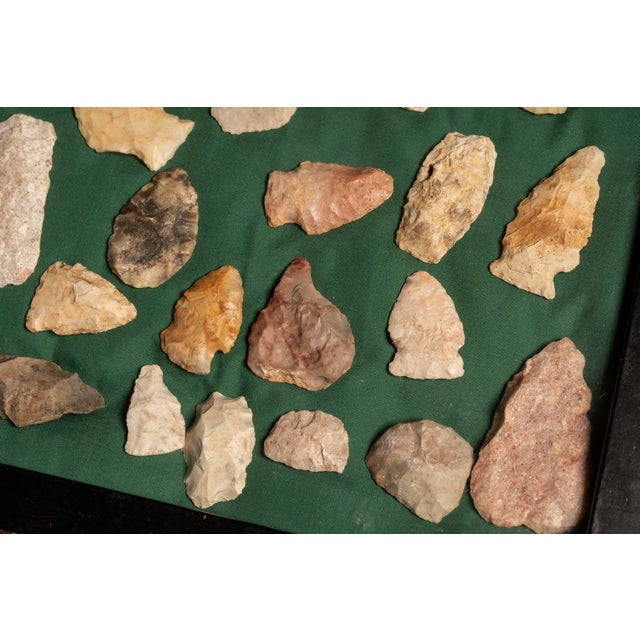 Native American Early 20th Century Framed Native American Stone Arrowhead Collection For Sale - Image 3 of 6