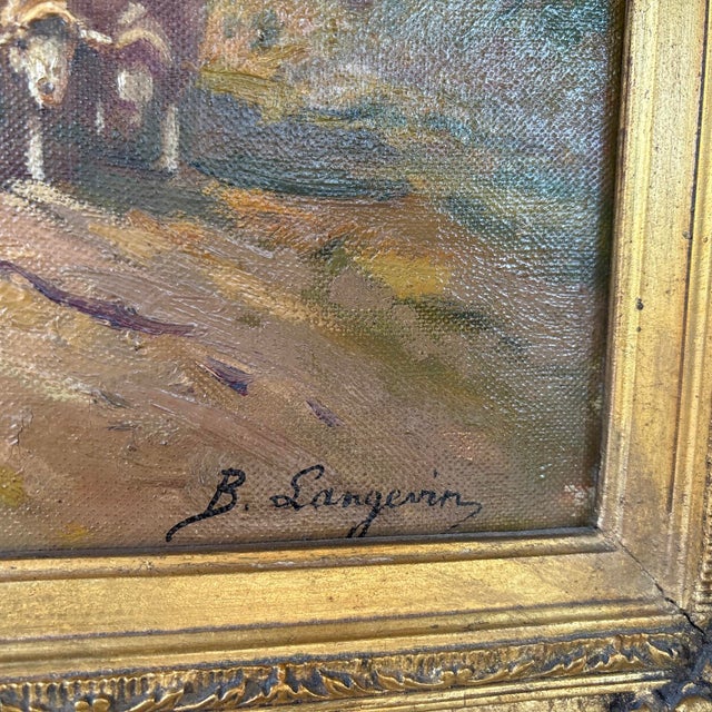 Brigitte Langevin, Pastoral Scene, 20th Century, Large Oil on Canvas, Framed For Sale - Image 10 of 17
