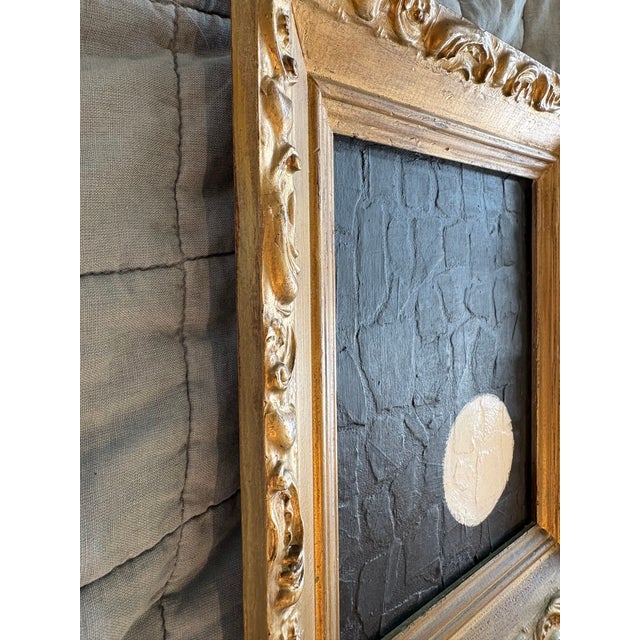 Wood Contemporary Abstract Moon Rising in Vintage Frame For Sale - Image 7 of 7