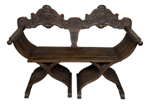 Savonarola Bench in Carved Wood