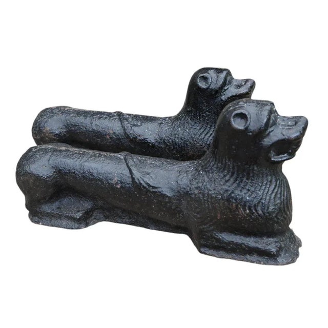 "Rare Pair Of Cast Iron Andirons In The Shape Of A Lying Dog, Wallonia (belgium), 16th Century" This pair of cast iron...