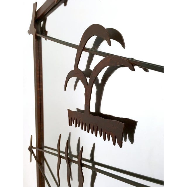 Rectangular Wall Mirror with Iron Frame in the style of Atelier Marolles, France, 2000s For Sale - Image 9 of 11