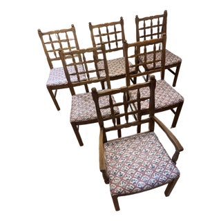 Set of 6 Vintage Fretwork Dining Chairs. (5 Side Chairs and 1 Arm Chair) For Sale