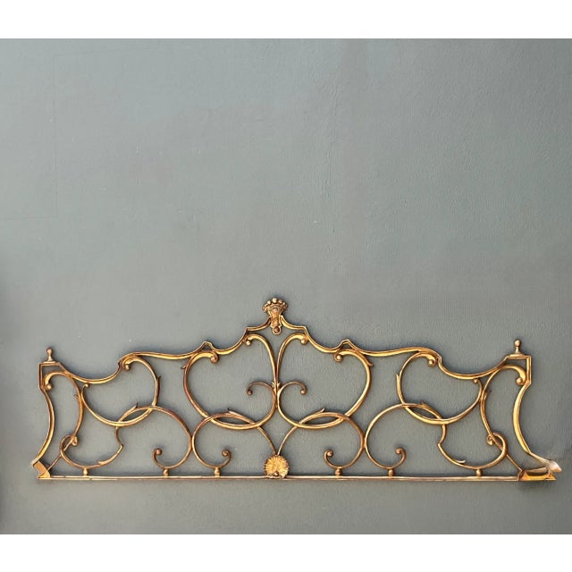 Vintage Italian Palladio Gilt King Scroll Headboard For Sale - Image 9 of 12
