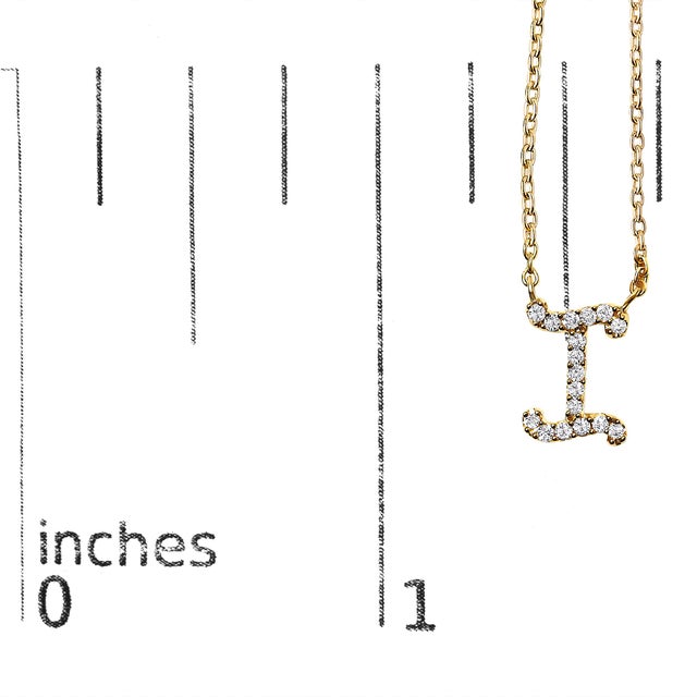 Early 21st Century 10K Yellow Gold Diamond Accent "I" Initial Script Style Pendant Necklace For Sale - Image 5 of 5