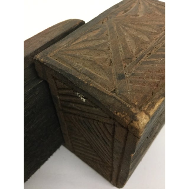 Brown Primitive Asian Secret Hiding Lid Wood Box For Sale - Image 8 of 11