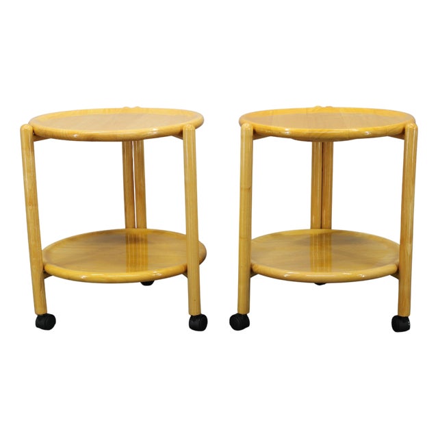 Danish Round Birch Lazy Susan Trolley from Jens Quistgaard, 1970s, Set of 2 For Sale