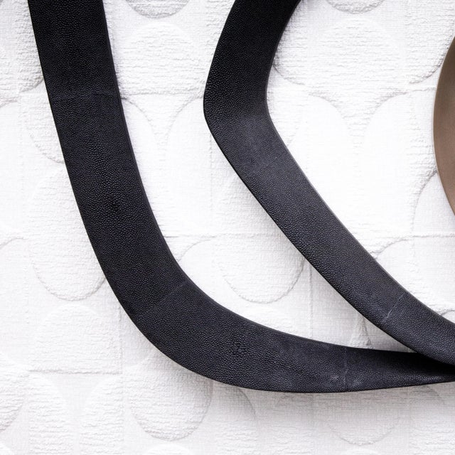 Modern Mirror in Black Shagreen With Bronze Patina Brass Details by R&y Augousti For Sale In Los Angeles - Image 6 of 7