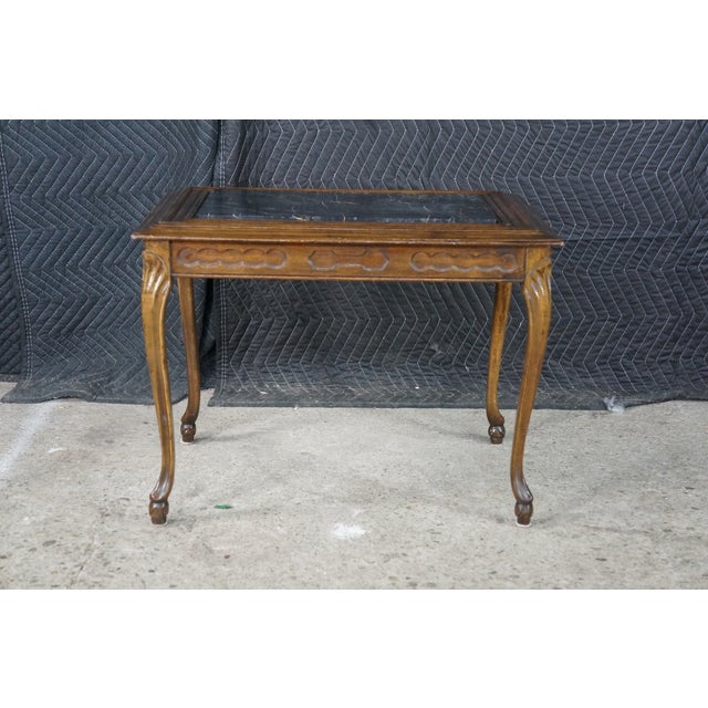 Early 20th Century Antique Belle Epoque French Louis XV Style Walnut Marble Side Table Plant Stand For Sale - Image 5 of 18