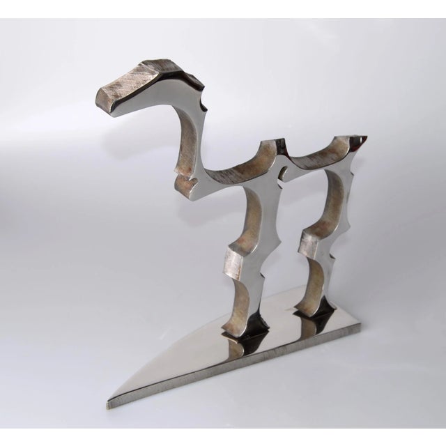 Abstract Stainless Steel Dinosaur Sculpture For Sale - Image 9 of 9