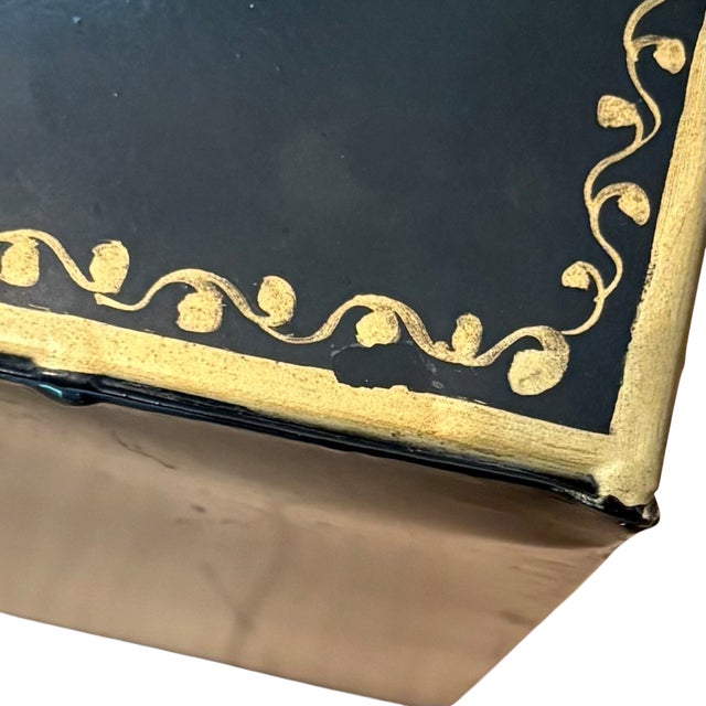 Rare Vintage Sarreid Ltd. English-Style Tole Chinoiserie Coal Scuttle Reproduction For Sale - Image 14 of 16