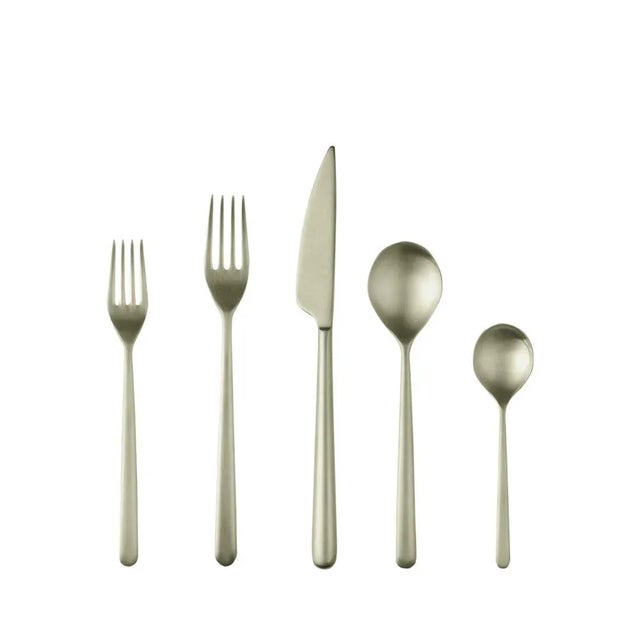 Contemporary Mepra Linea 20-Piece Flatware Set, Ice Champagne For Sale - Image 3 of 3