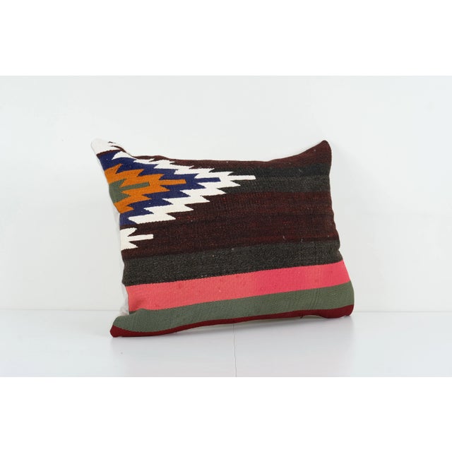 Mid-Century Modern Geometric Kilim Pillow Cases Made From a Boho Anatolian Handwoven Textile For Sale - Image 3 of 4