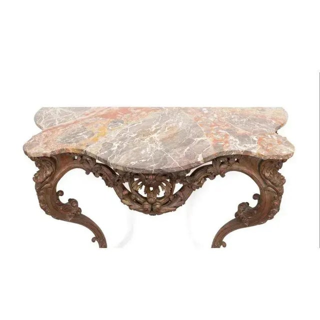 Antique Rococo Italian Marble Wall Console For Sale - Image 4 of 7
