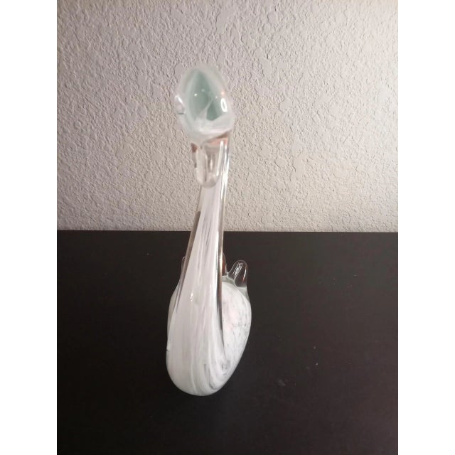 1980s White Art Glass Swan Figurine For Sale - Image 4 of 7