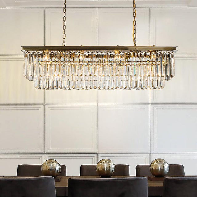 Aloadecor 12-Light Modern Gold Fringe Crystal Chandelier for Dining Room With Crystal Accents For Sale In Houston - Image 6 of 7