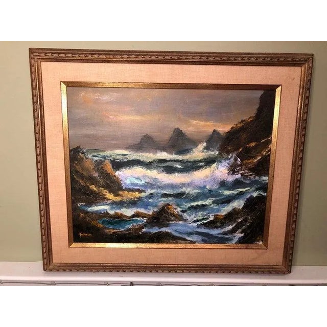 Signed Oil on Canvas Of Ocean Waves by Tortorella or Tartorella. Nice impasto composition with linen matting. Perfect for...