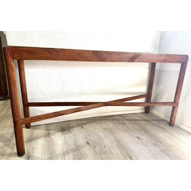 Pencil Reed Console Table With New Glass, Attr. Gabriella Crespi For Sale - Image 12 of 12