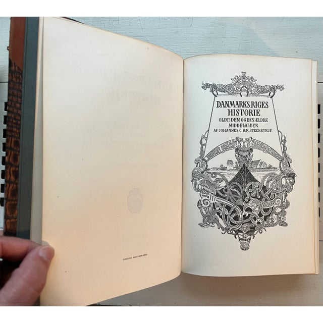 Fine leather bindings - History of the Kingdom of Denmark in the Danish language - "Danmarks Riges Historie". Six volumes...