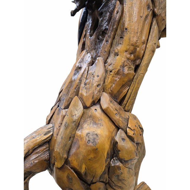Vintage Rustic Life-Size Teak Root and Driftwood Rearing Horse Sculpture For Sale - Image 10 of 12