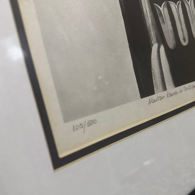 Black 1970s Alaskan Raven in Contrast Framed Serigraph For Sale - Image 8 of 10