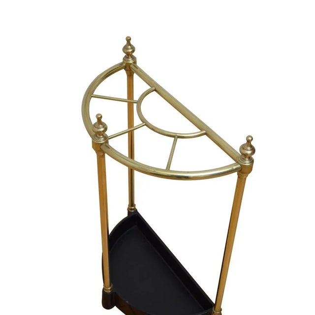 English Brass Demi Lune Umbrella Stand, 1960s For Sale - Image 8 of 9