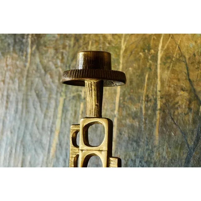 Mid-Century Brutalist Candleholder in Brass, 1960s For Sale - Image 6 of 8