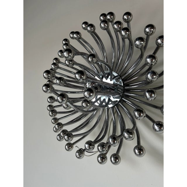 Postmodern Vintage Italian Design " Pistillo " - Style Chrome Sconce Lamp For Sale - Image 3 of 13