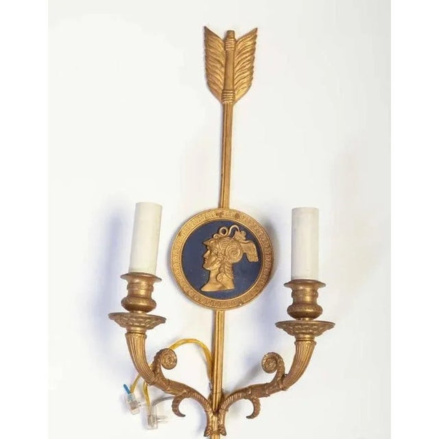 Bronze Two-Light Neoclassical Wall Sconces, Set of 2 For Sale - Image 6 of 9