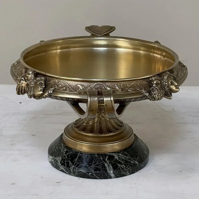 19th Century Napoleon III Period Bronze Centerpiece ~ Compote on Marble Base For Sale - Image 11 of 13