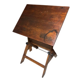 1940s Vintage Oak Drafting Art or Writing Desk For Sale