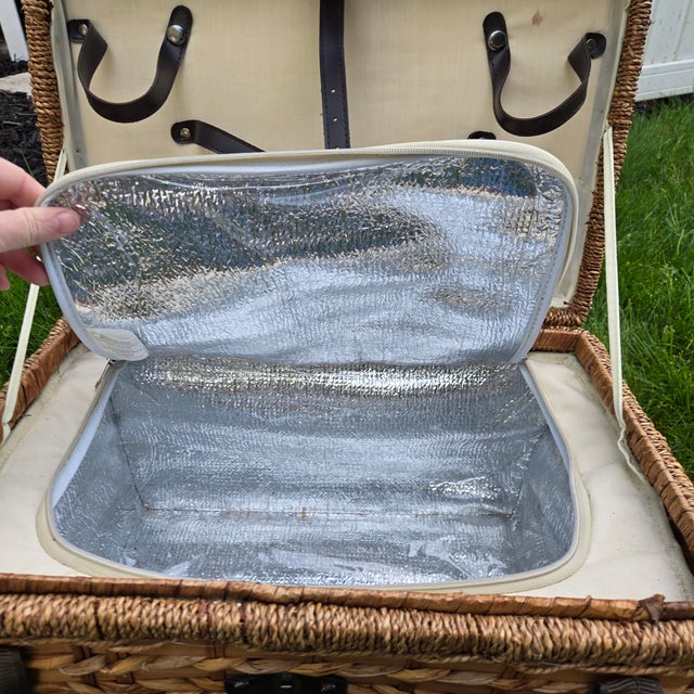 Brown Insulated Picnic Basket For Sale - Image 8 of 9