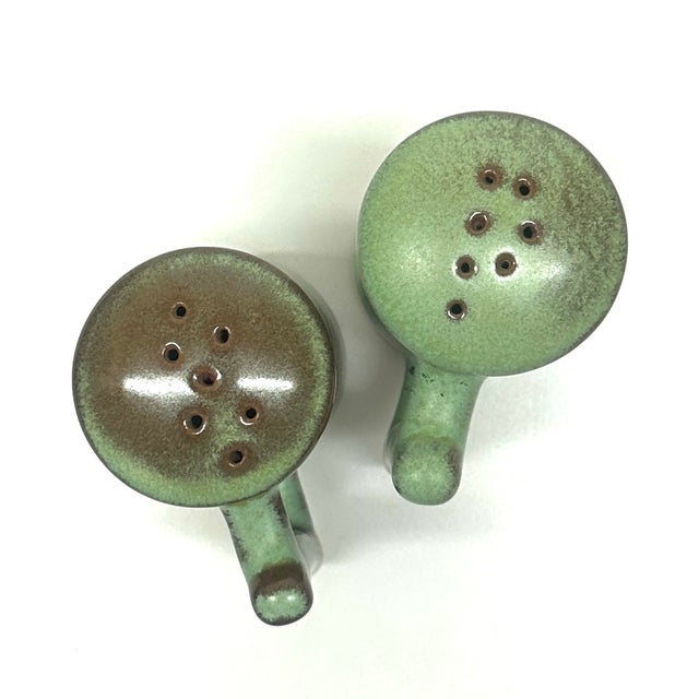 Mid-Century Modern Mid 20th Century Mid-Century Modern Prairie Green Pottery Salt & Pepper Shakers by Frankoma Pottery, Set of 4 For Sale - Image 3 of 10