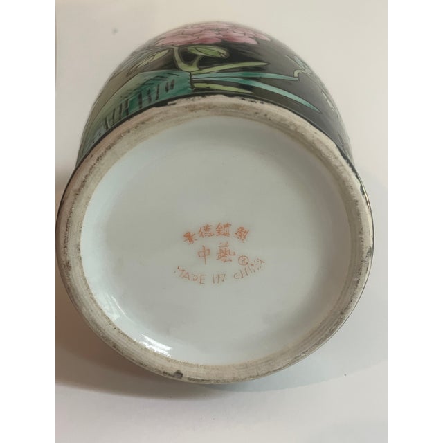 Vintage Chinese Famille Noire Porcelain Baluster Vase 12.5" Tall For Sale - Image 10 of 10